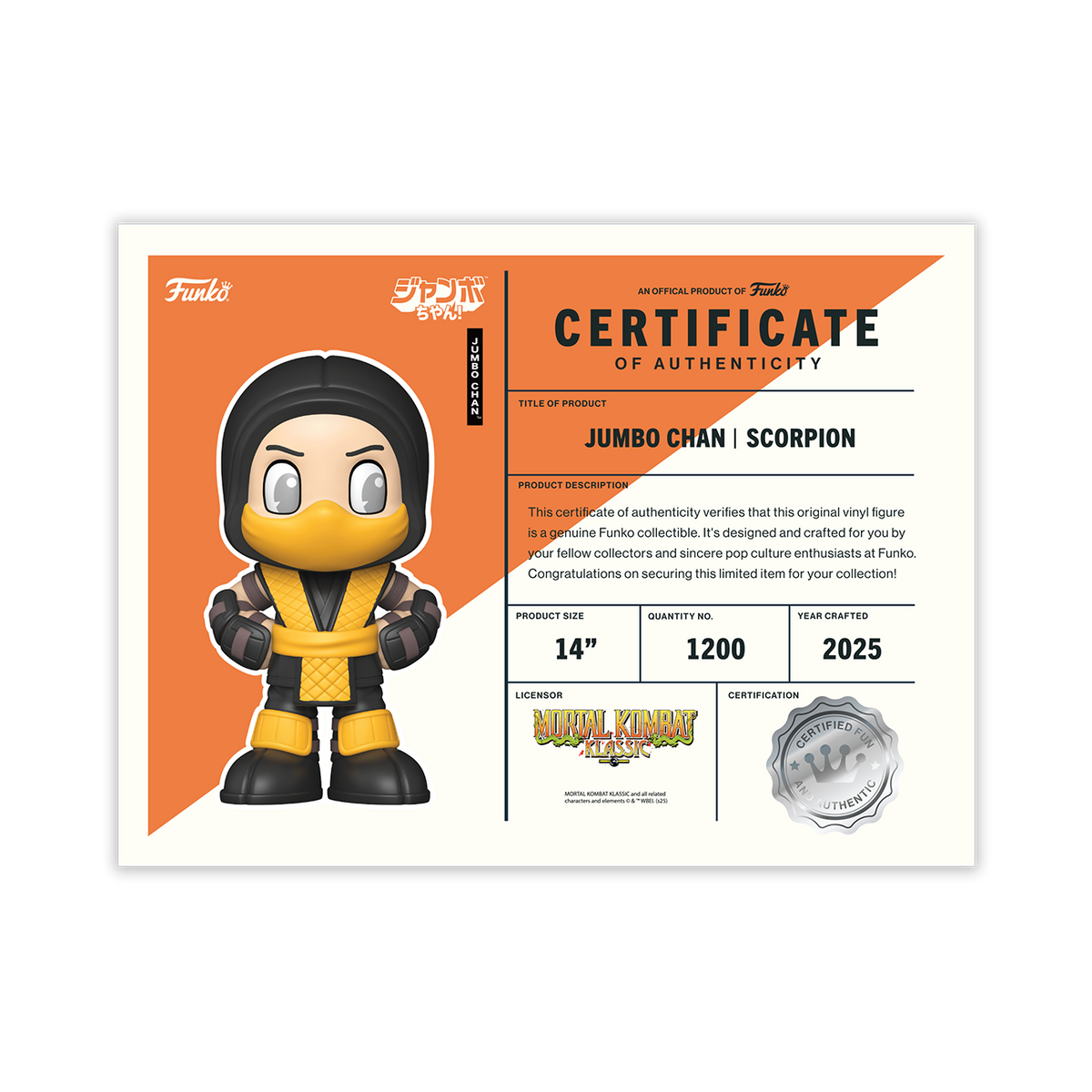 Jumbo Chan Scorpion 14'' Vinyl Collectible - US 7198
