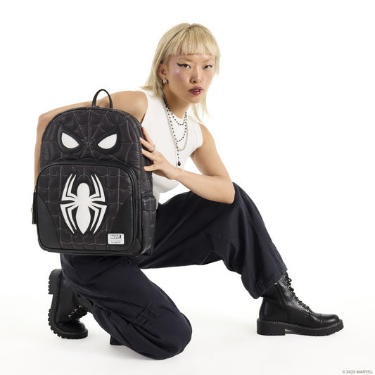 Spider-Man Black & White Suit Cosplay Quilted Full-Size Backpack - US 0716