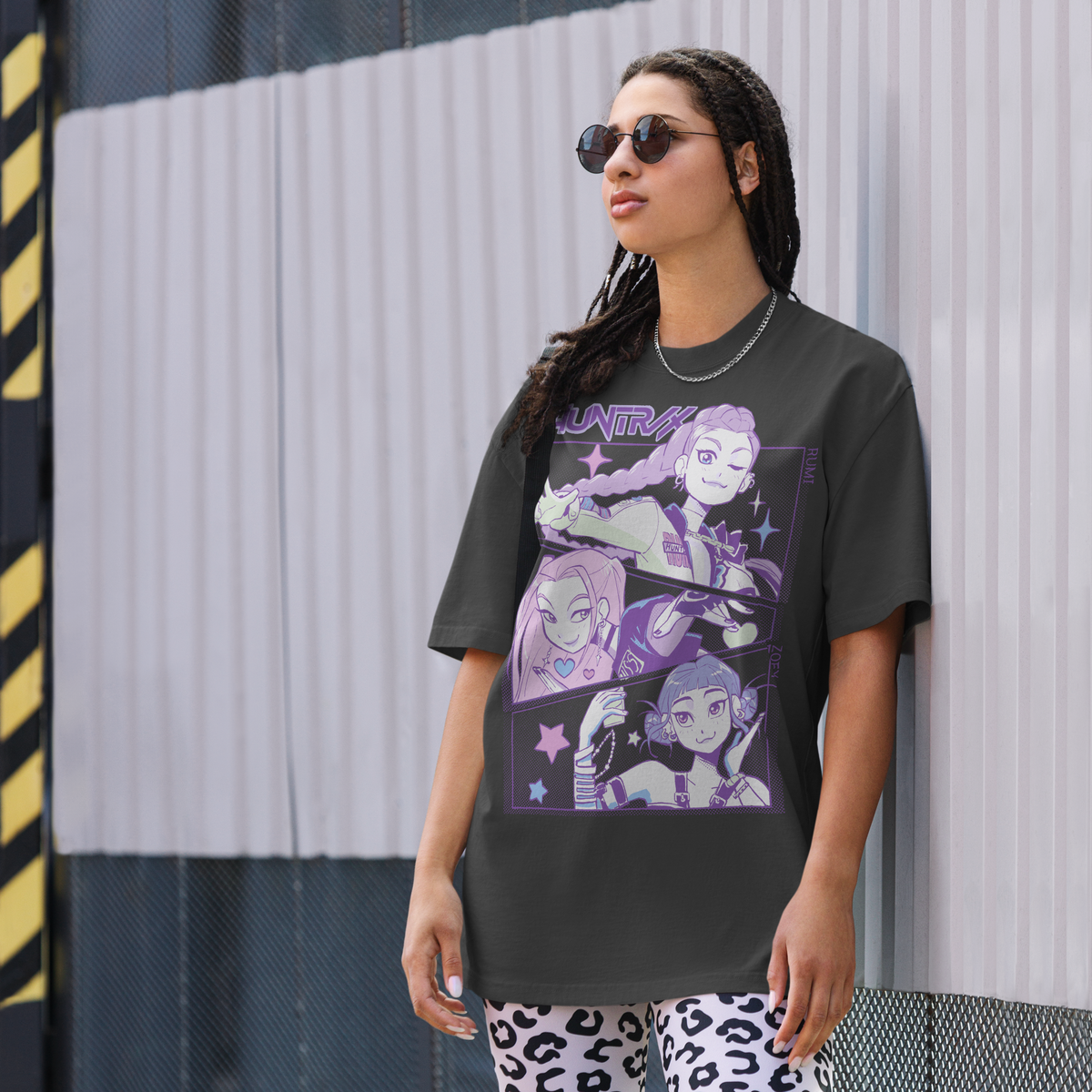KPop Demon Hunters HUNTR/X Black Faded Tee - US 5519