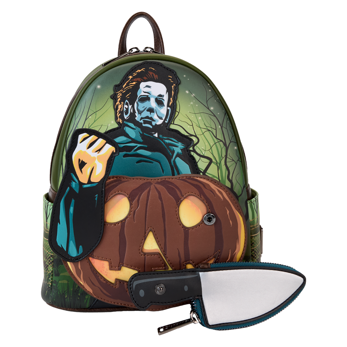 Halloween Michael Myers Pumpkin Glow Mini Backpack With Coin Bag - US 4981