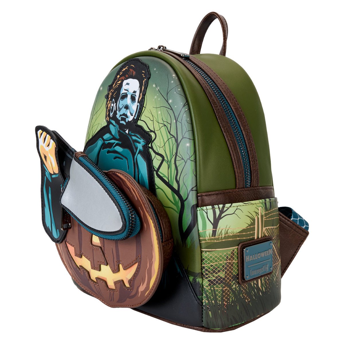 Halloween Michael Myers Pumpkin Glow Mini Backpack With Coin Bag - US 4981