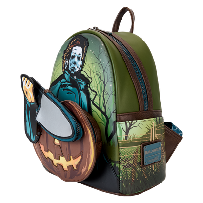 Halloween Michael Myers Pumpkin Glow Mini Backpack With Coin Bag - US 4981
