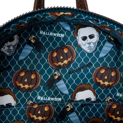 Halloween Michael Myers Pumpkin Glow Mini Backpack With Coin Bag - US 4981