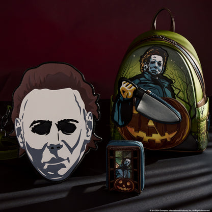 Halloween Michael Myers Pumpkin Glow Mini Backpack With Coin Bag - US 4981