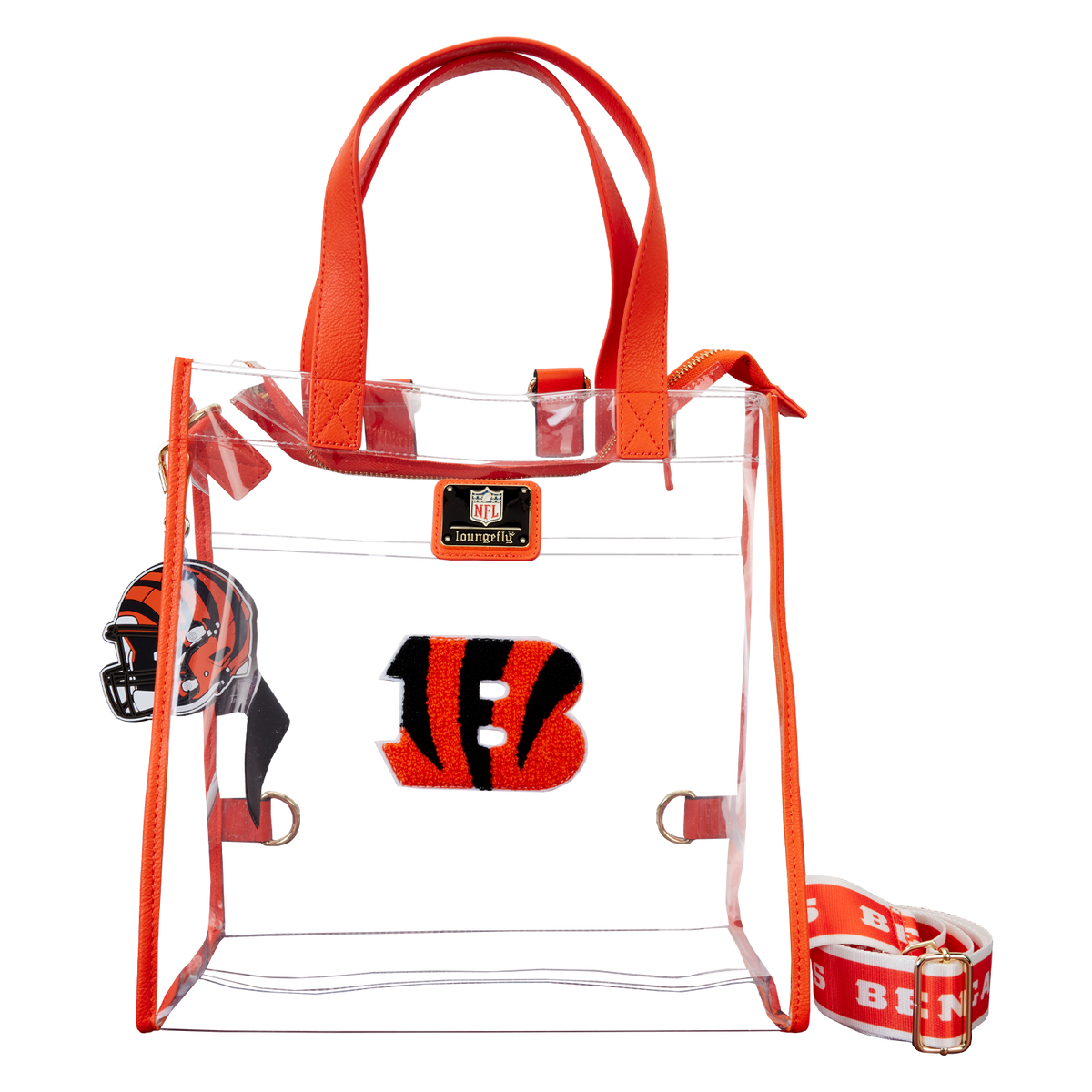 NFL Cincinnati Bengals Clear Convertible Backpack & Tote Crossbody Stadium Bag - US 9129