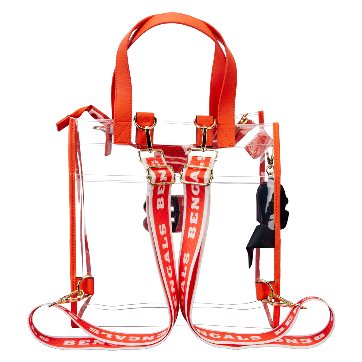 NFL Cincinnati Bengals Clear Convertible Backpack & Tote Crossbody Stadium Bag - US 9129