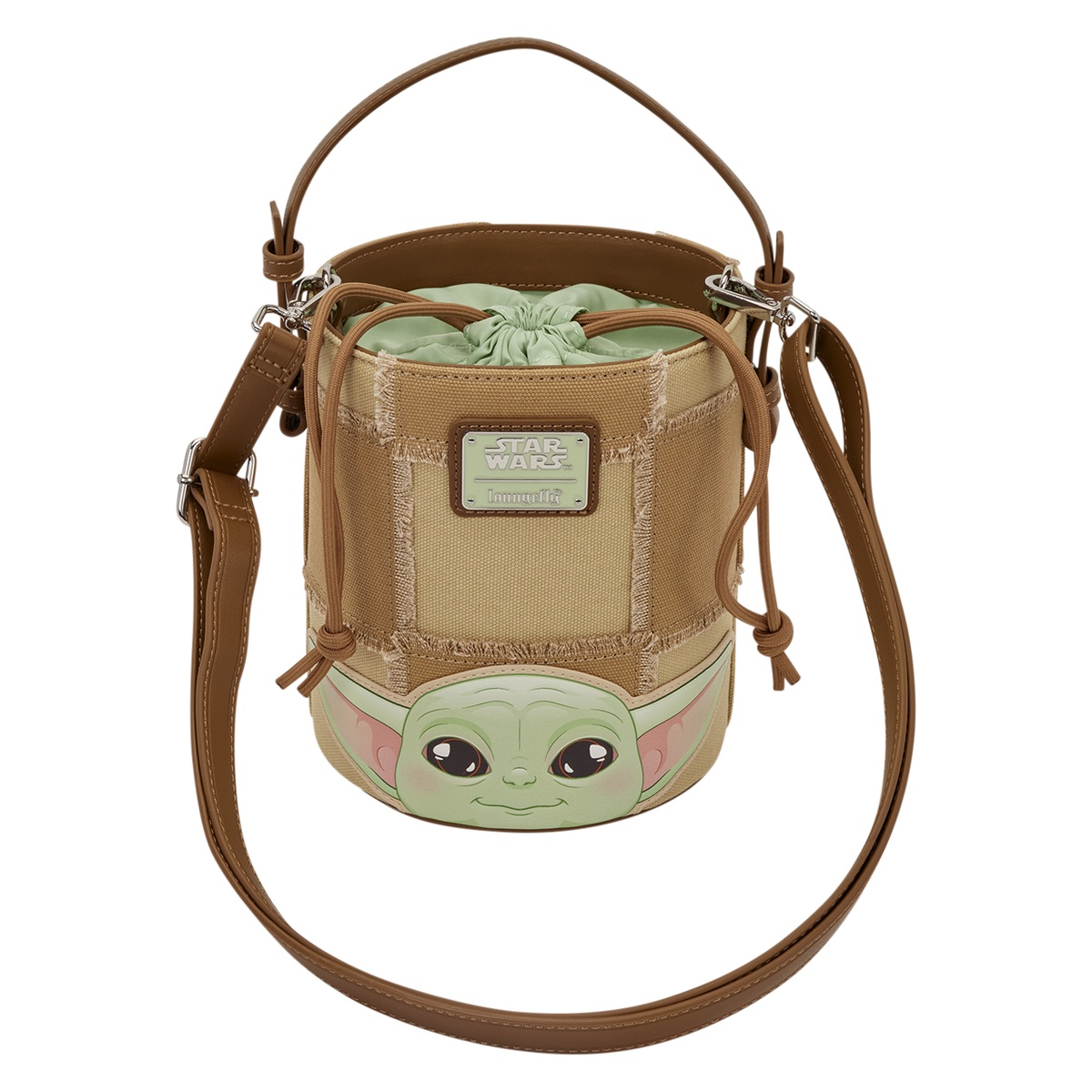 The Mandalorian Grogu & Anzellan Drawstring Bucket Crossbody Bag with Coin Bag - US 8918