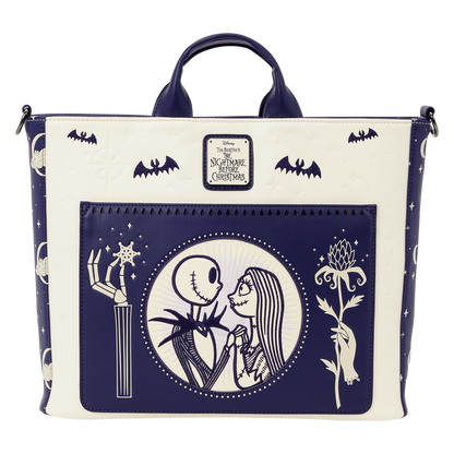 The Nightmare Before Christmas Jack Skellington & Sally Night Sky Convertible Backpack and Tote Crossbody Bag - US 0998