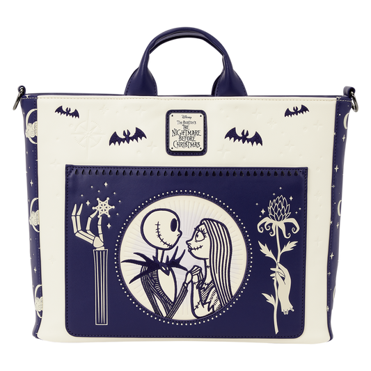 The Nightmare Before Christmas Jack Skellington & Sally Night Sky Convertible Backpack and Tote Crossbody Bag - US 0998